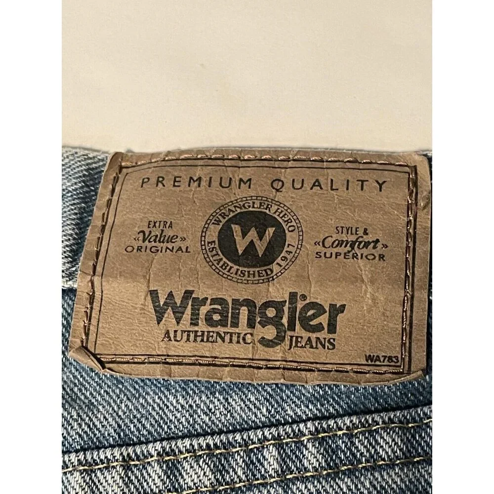Wrangler relaxed fit shorts mens 46 x 10 high rise suspenders 606W1DH blue
